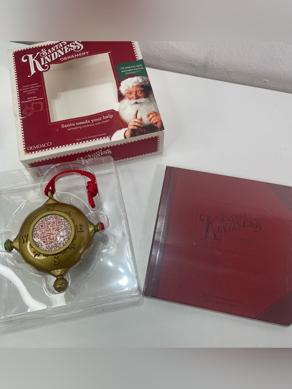 Demdaco Santa’s Kindness Ornament Interactive QR Code Christmas Includes Journal